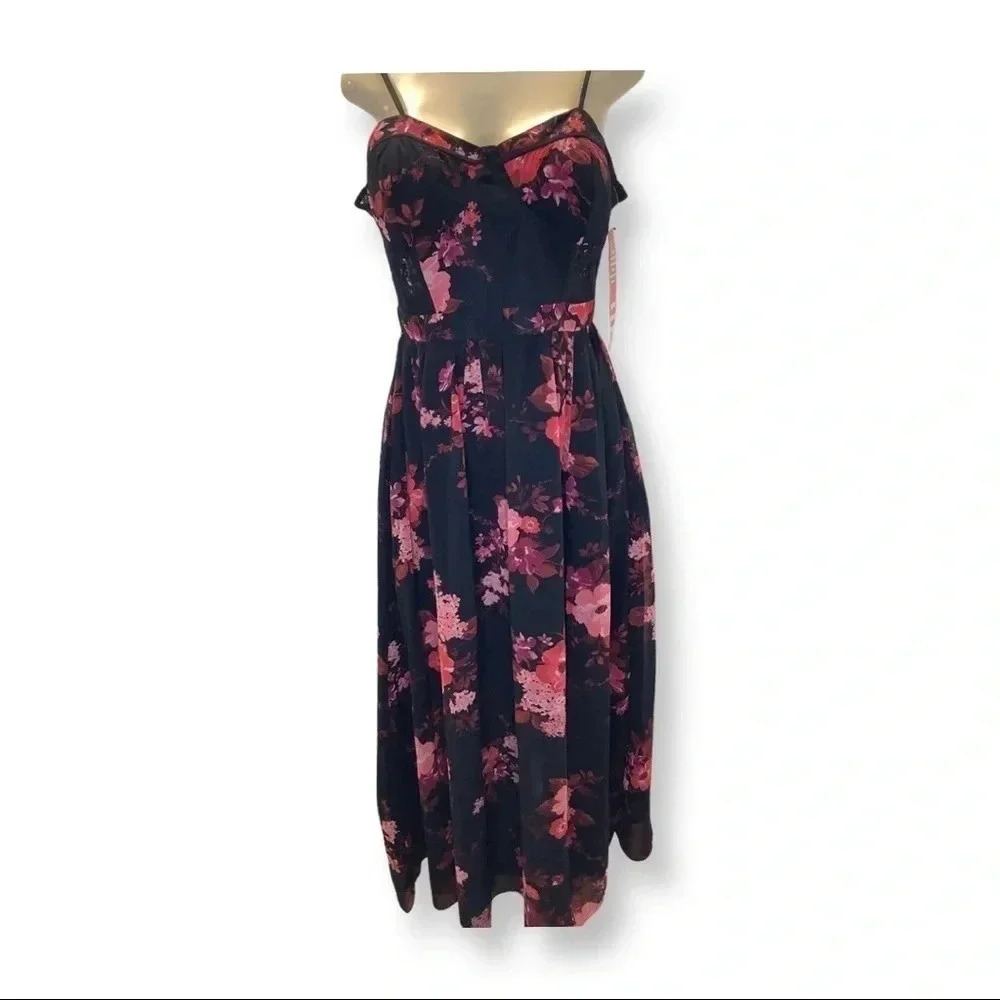 Haute Nites Spaghetti Straps Floral Maxi Dress Size 11 New With Tags